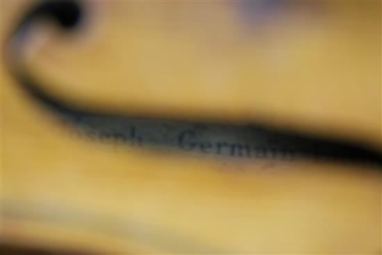 A French violin, labelled Louis Joseph Germain Luthier, A Paris Annee 1867, length of back 35.7cm